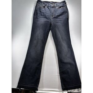 Judy Blue Jeans Womens 11 Black Slim Bootcut High Rise Stretch Raw Released Hem